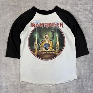 Iron Maiden Shirt Mens XL White Vintage 1988 Raglan Tour Seventh Son Band Metal